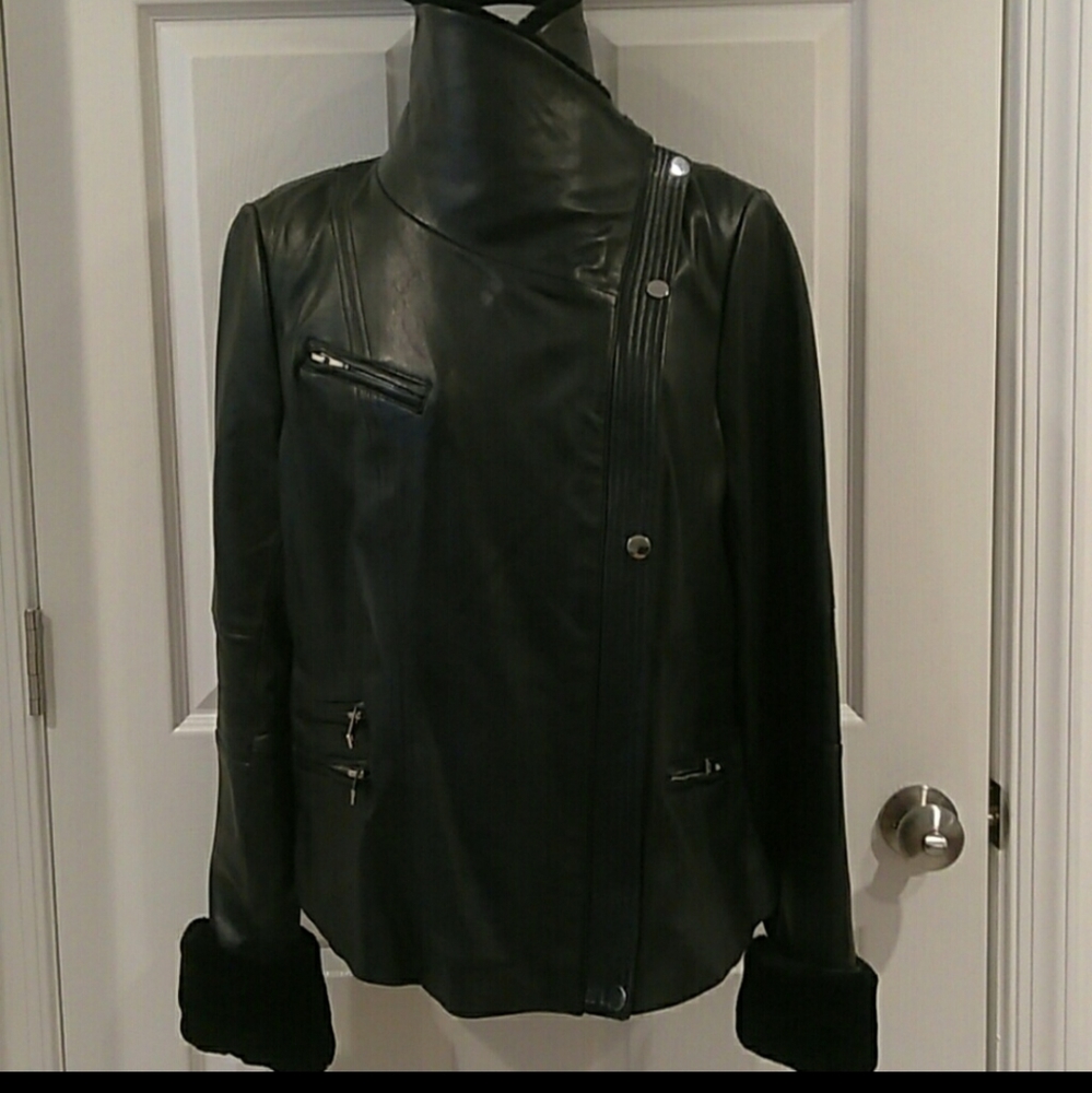 Leather Asymmetrical Womens Coat